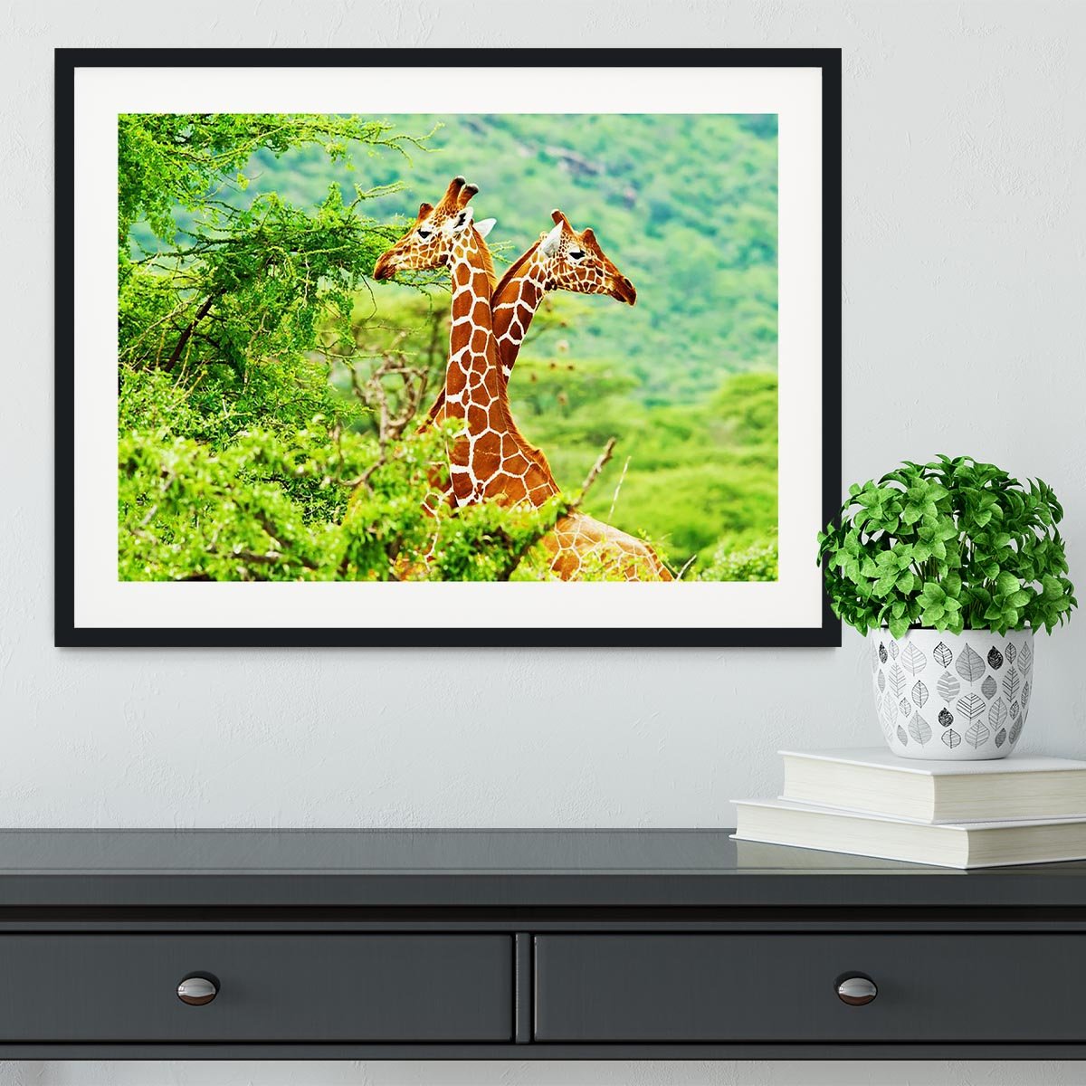 African giraffes family Framed Print - Canvas Art Rocks - 1