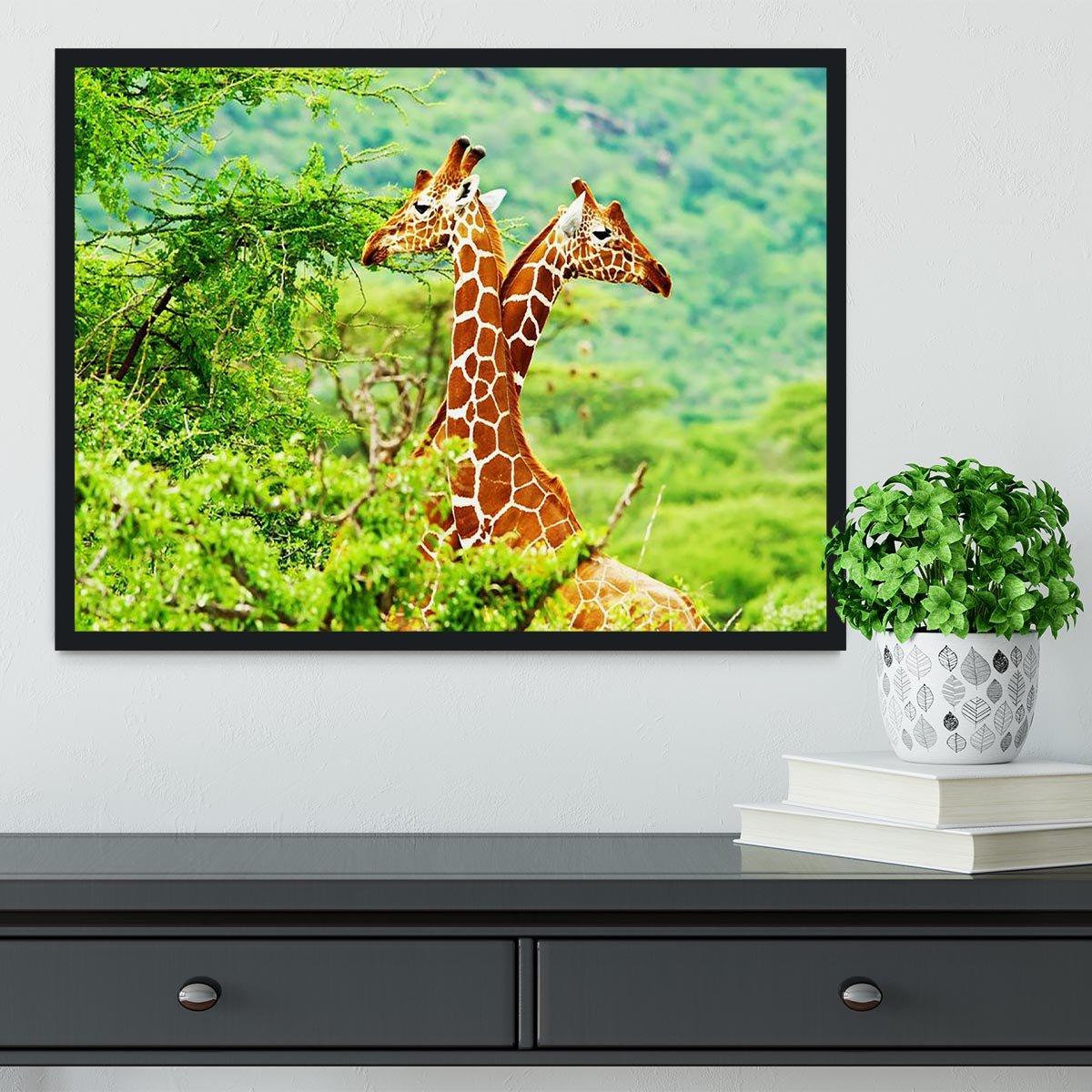 African giraffes family Framed Print - Canvas Art Rocks - 2