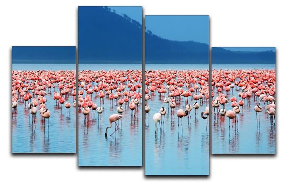 African safari flamingos in the lake 4 Split Panel Canvas - Canvas Art Rocks - 1