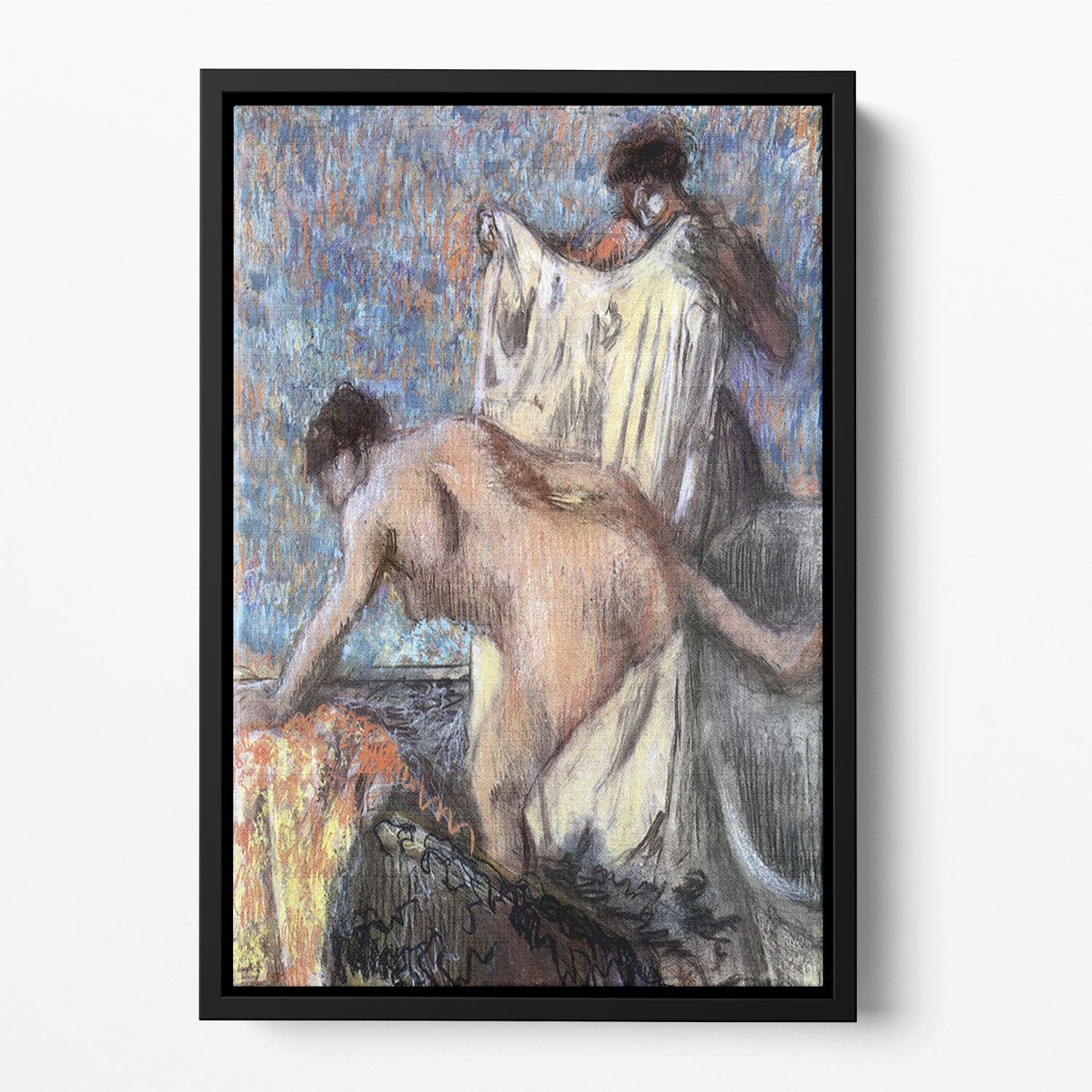After bathing 3 by Degas Floating Framed Canvas