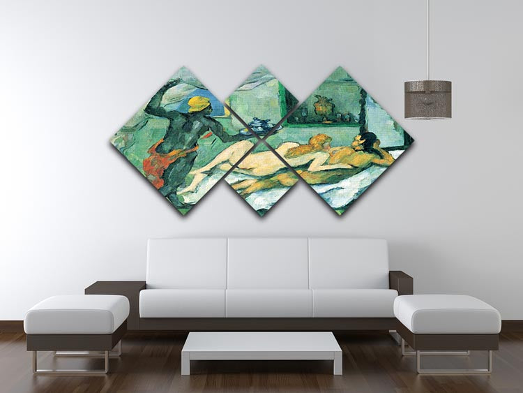 After lunch in Naples by Cezanne 4 Square Multi Panel Canvas - Canvas Art Rocks - 3