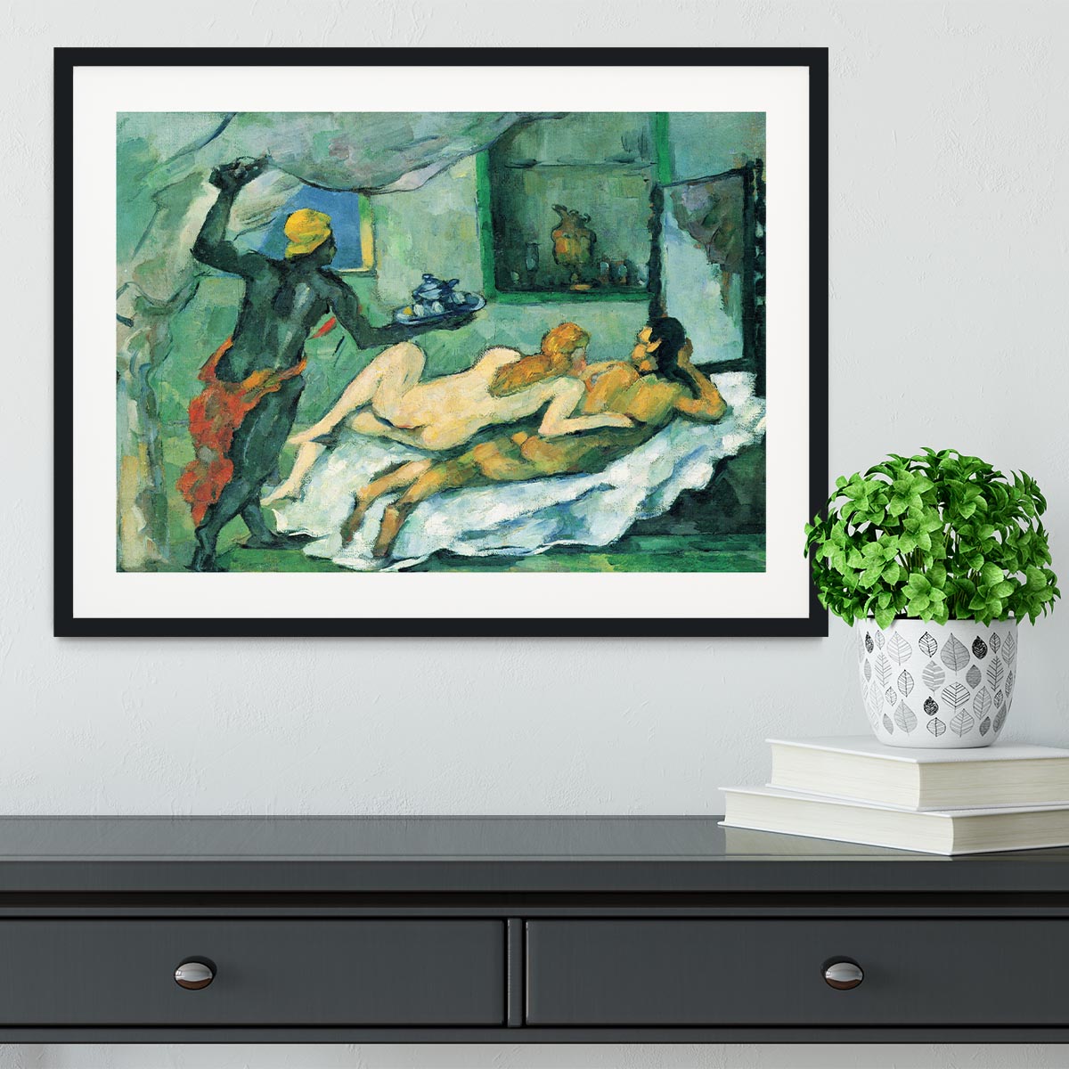 After lunch in Naples by Cezanne Framed Print - Canvas Art Rocks - 1