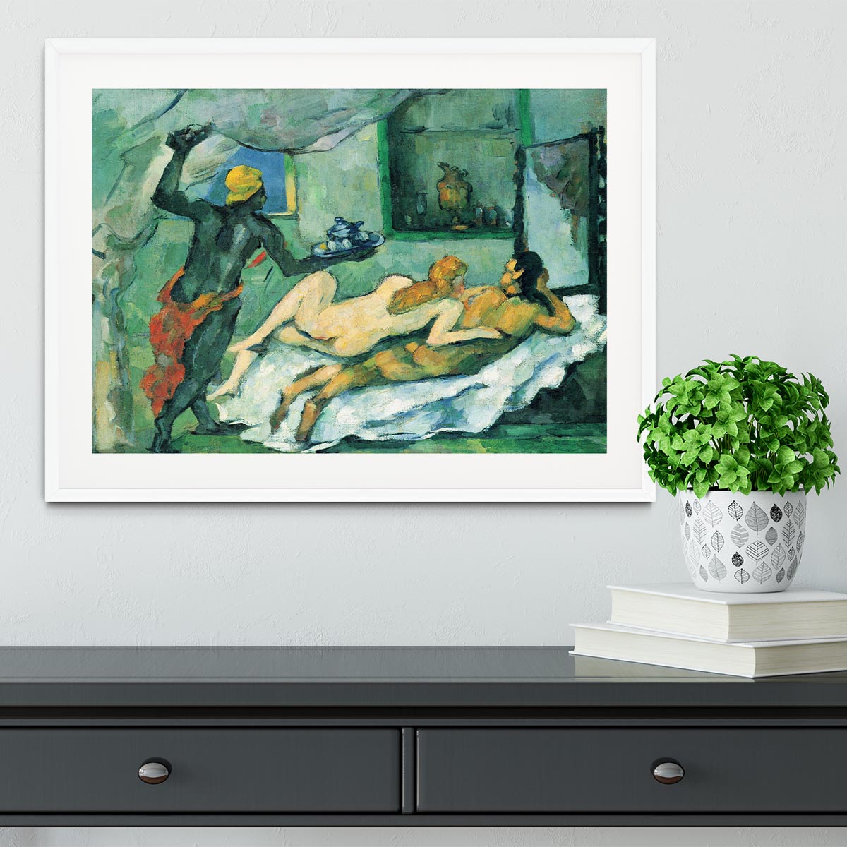 After lunch in Naples by Cezanne Framed Print - Canvas Art Rocks - 5