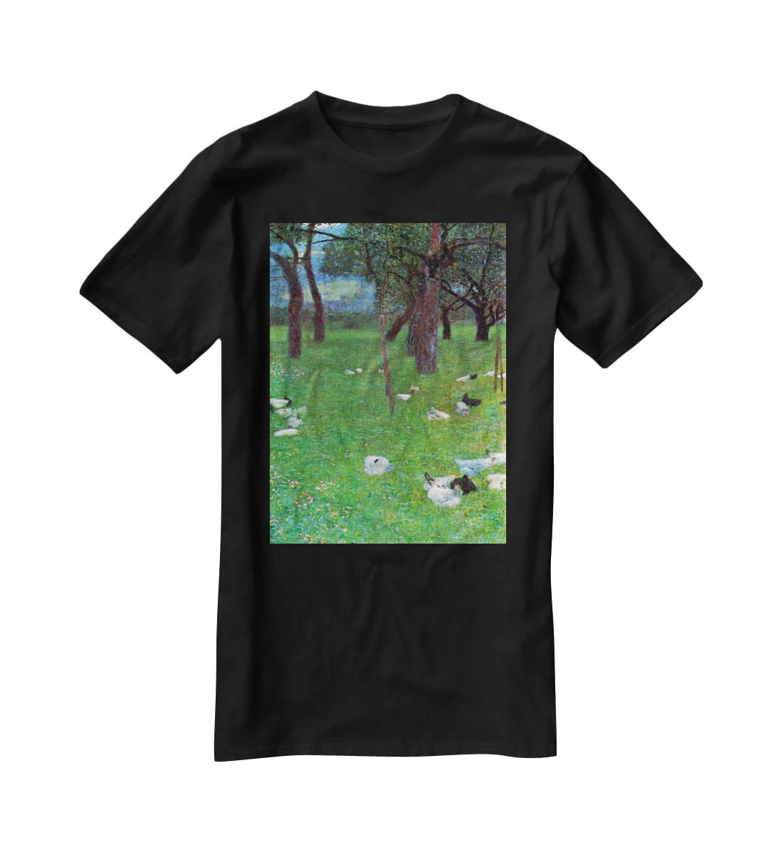 After the rain garden with chickens in St. Agatha by Klimt T-Shirt - Canvas Art Rocks - 1
