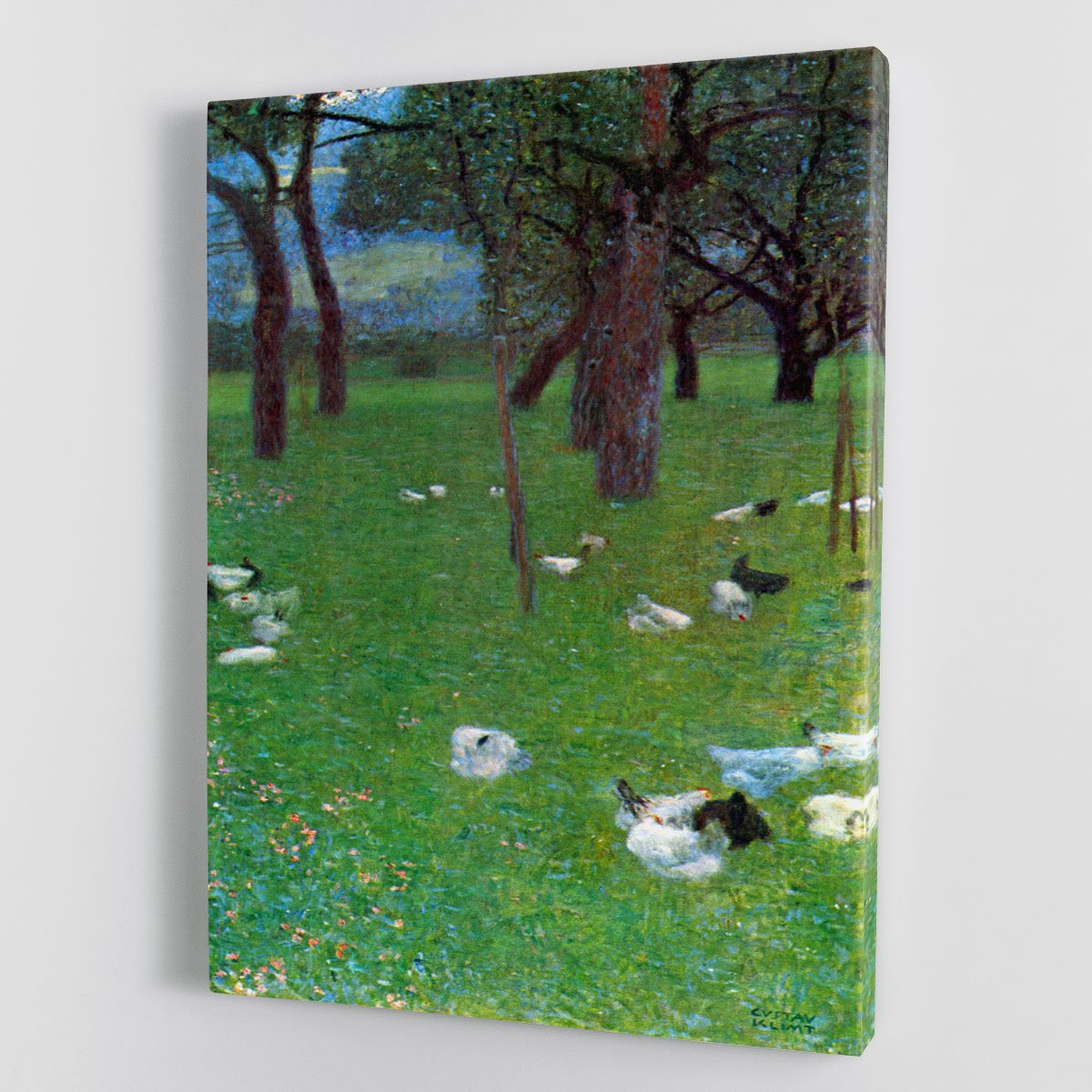 After the rain garden with chickens in St. Agatha by Klimt Canvas Print or Poster