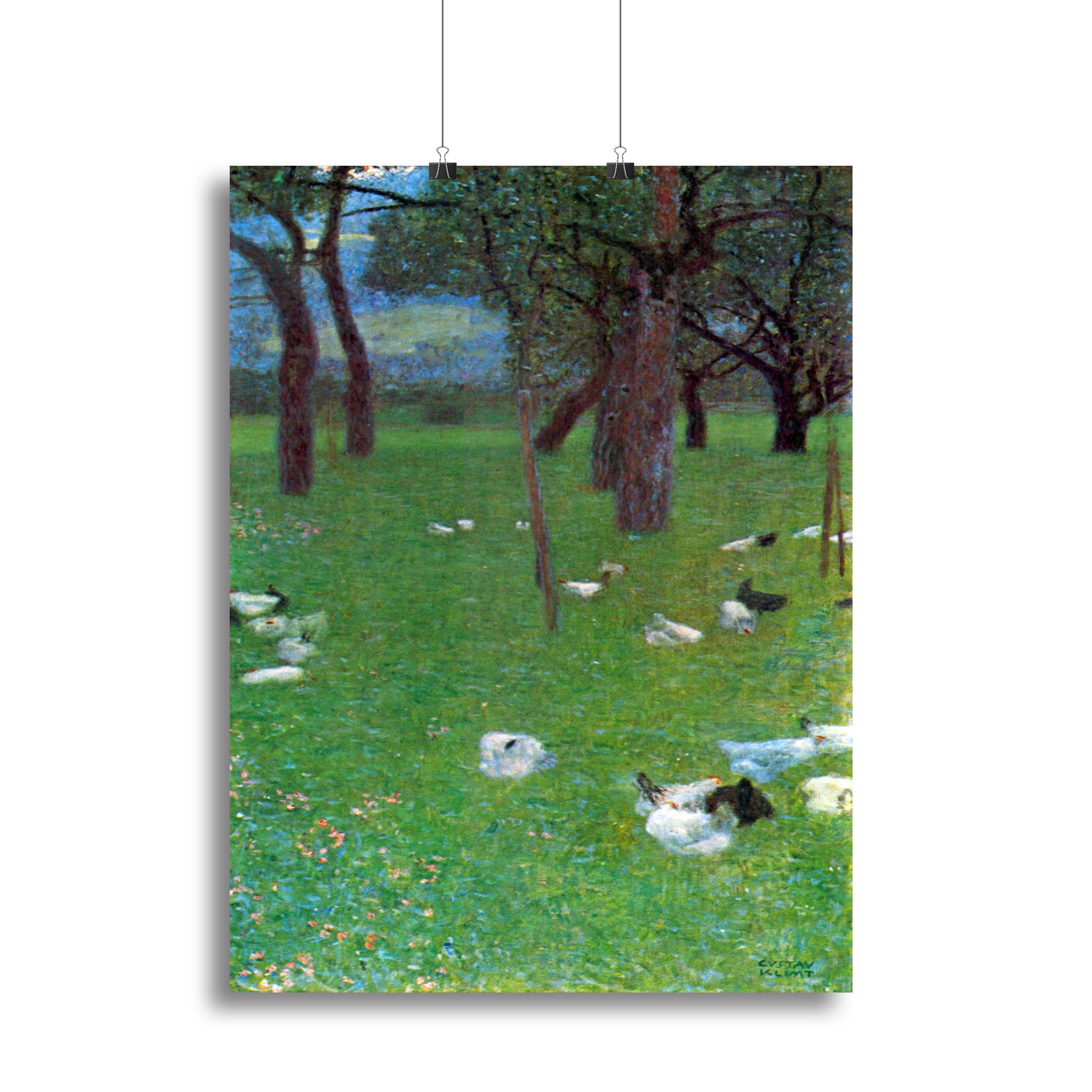 After the rain garden with chickens in St. Agatha by Klimt Canvas Print or Poster
