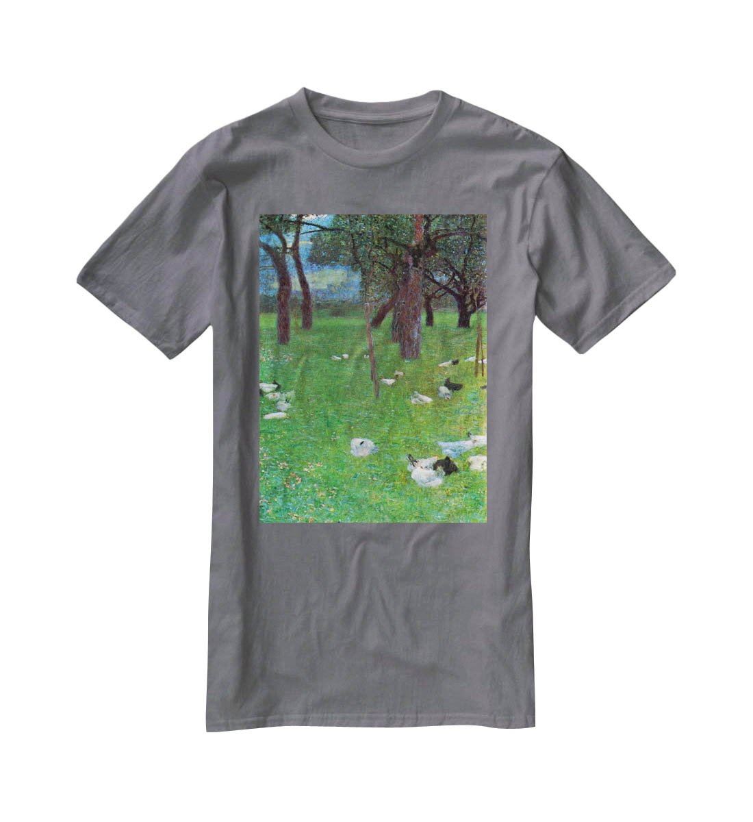 After the rain garden with chickens in St. Agatha by Klimt T-Shirt - Canvas Art Rocks - 3