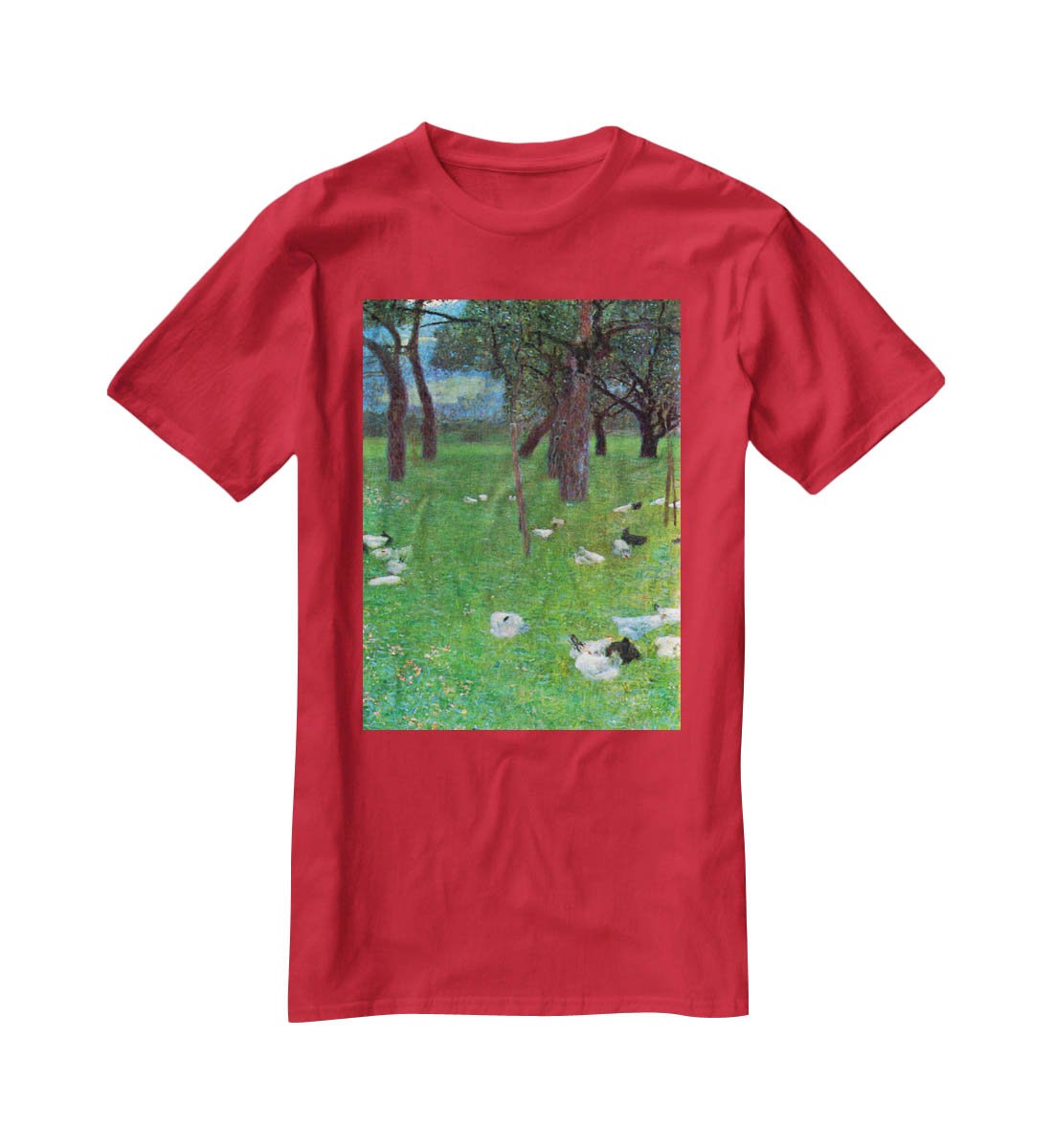 After the rain garden with chickens in St. Agatha by Klimt T-Shirt - Canvas Art Rocks - 4