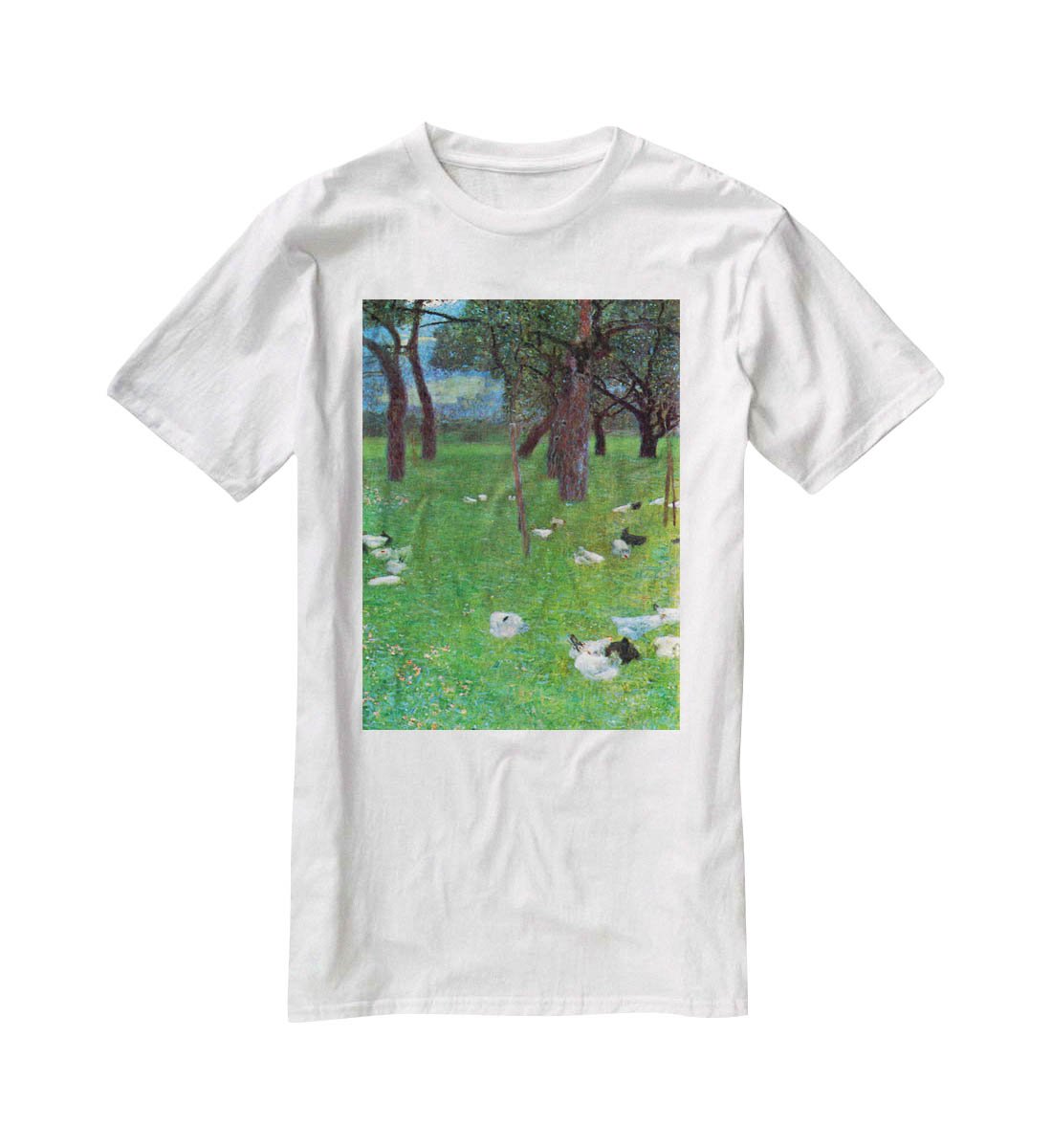 After the rain garden with chickens in St. Agatha by Klimt T-Shirt - Canvas Art Rocks - 5