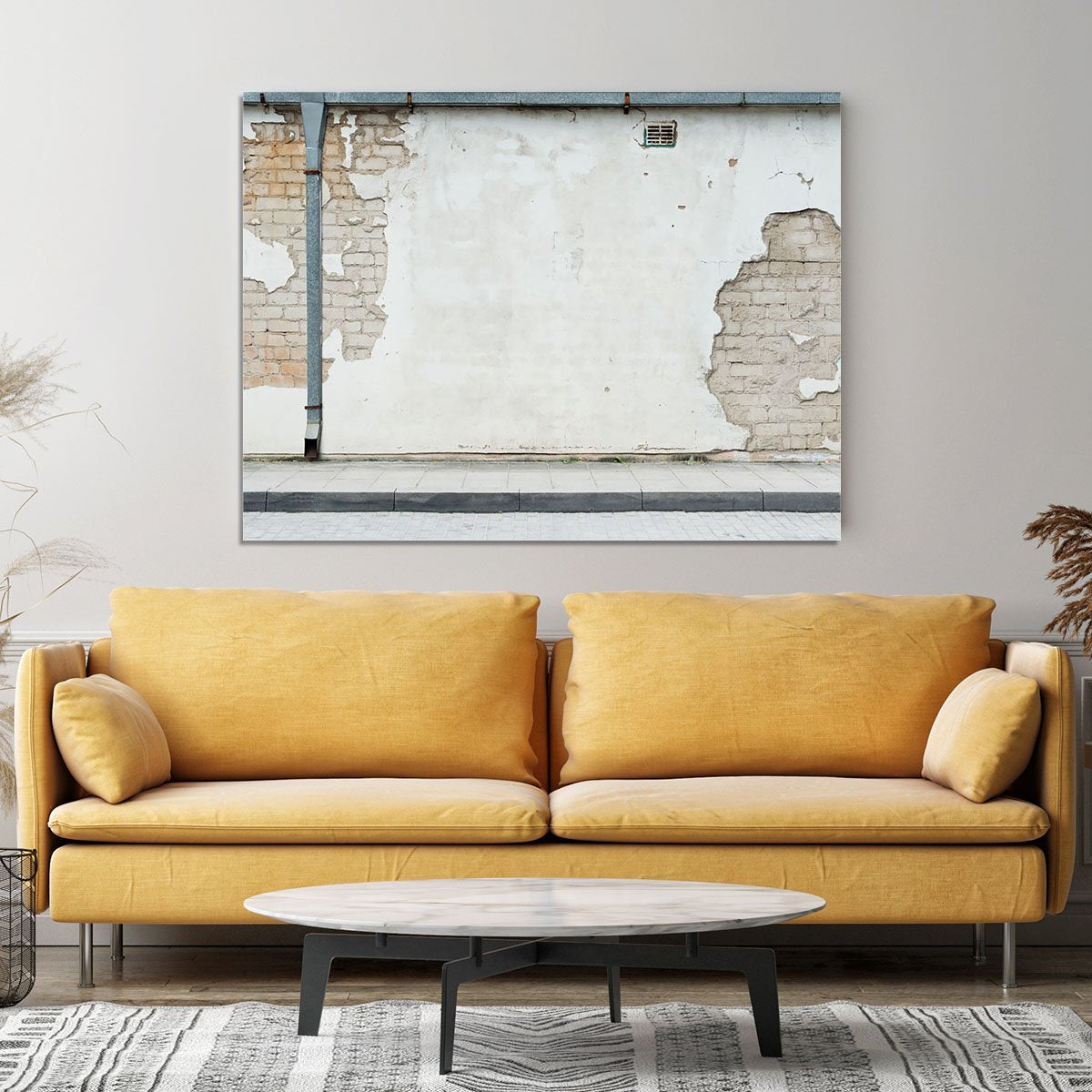 Aged street wall background Canvas Print or Poster