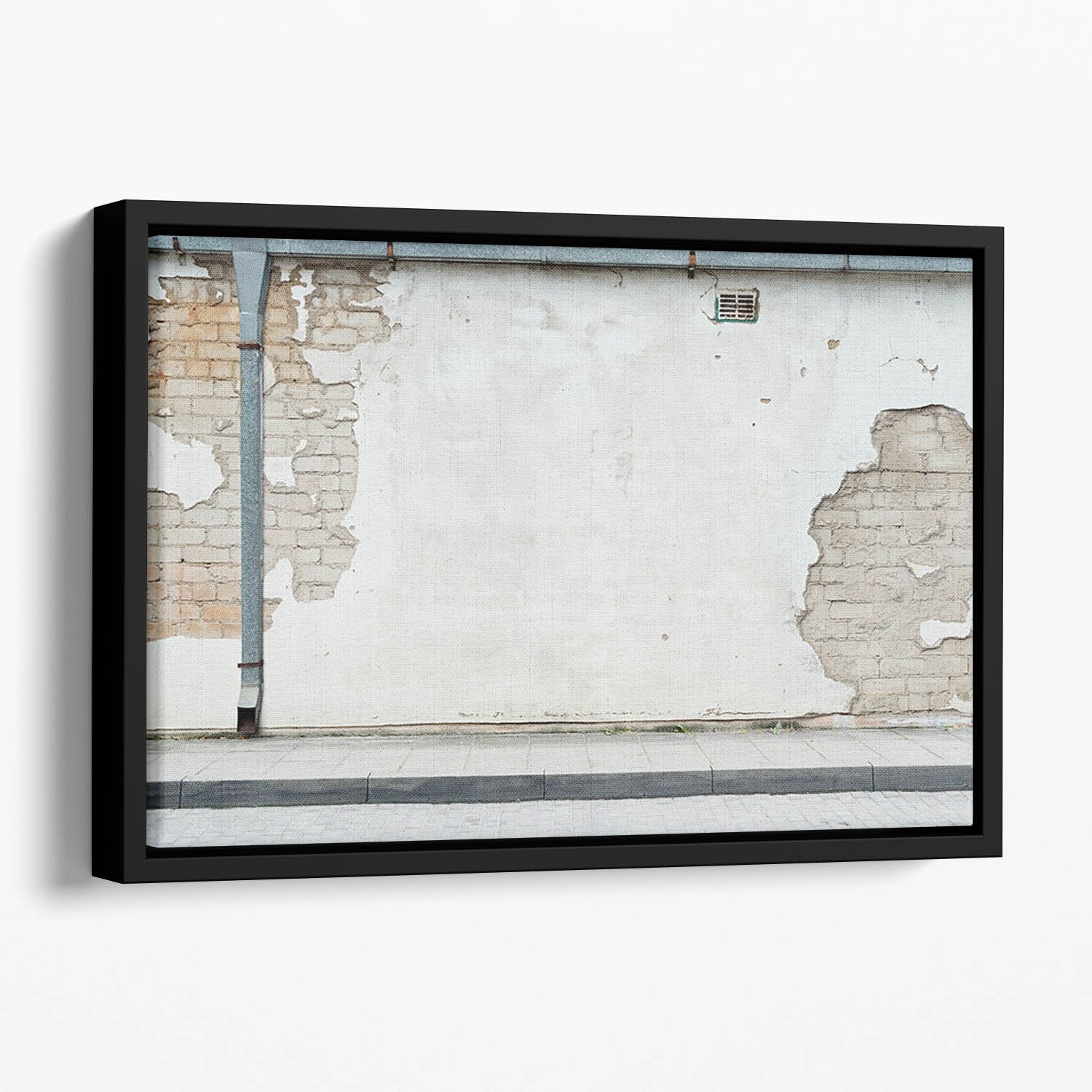 Aged street wall background Floating Framed Canvas