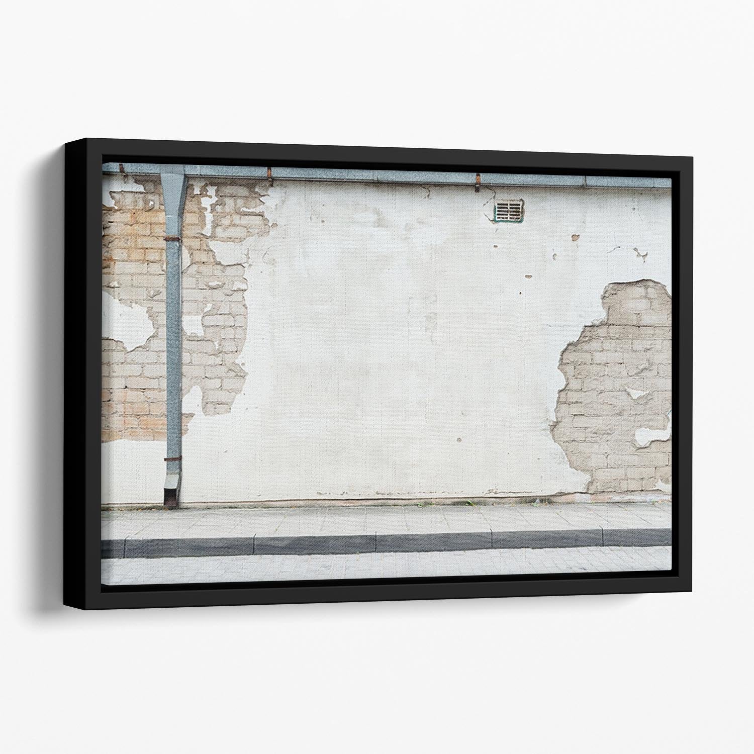 Aged street wall background Floating Framed Canvas - Canvas Art Rocks - 1