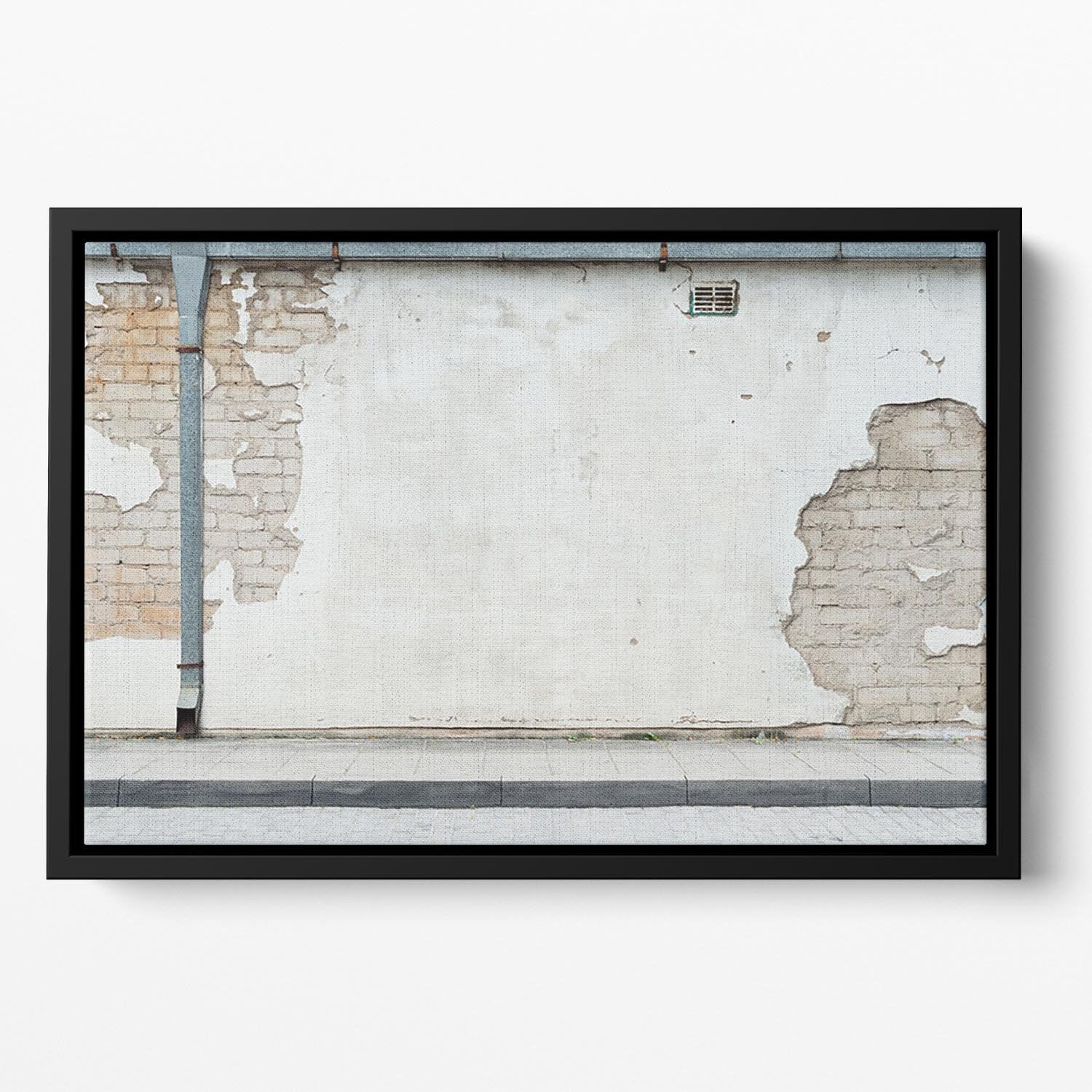 Aged street wall background Floating Framed Canvas - Canvas Art Rocks - 2