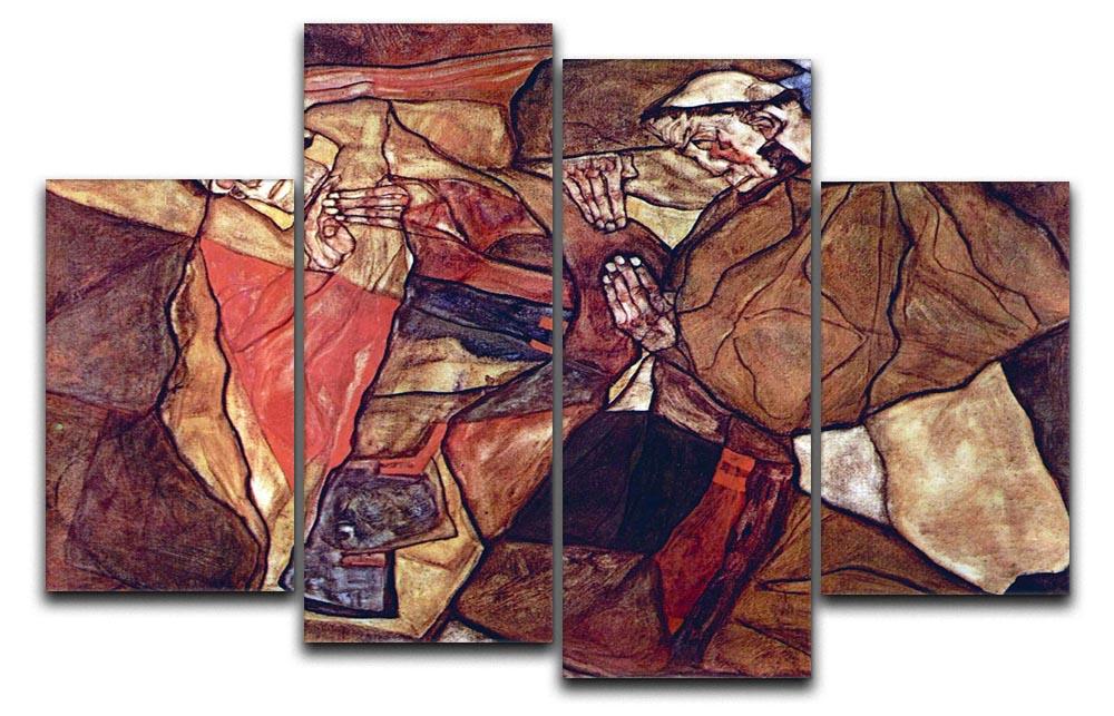 Agony The Death Struggle by Egon Schiele 4 Split Panel Canvas - Canvas Art Rocks - 1