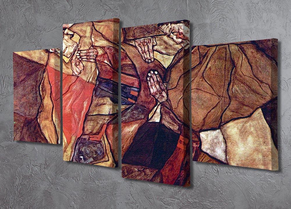 Agony The Death Struggle by Egon Schiele 4 Split Panel Canvas - Canvas Art Rocks - 2