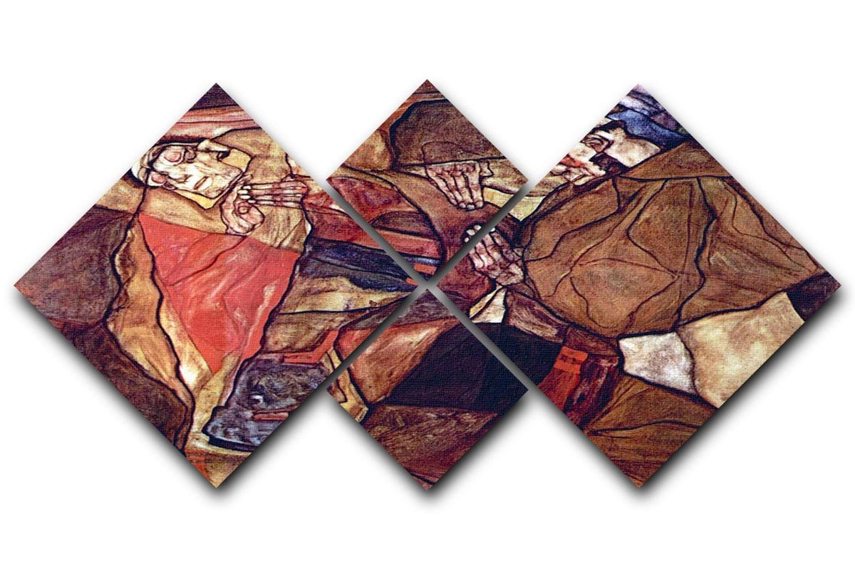 Agony The Death Struggle by Egon Schiele 4 Square Multi Panel Canvas - Canvas Art Rocks - 1