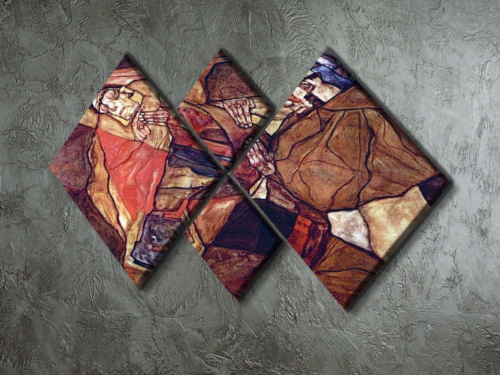 Agony The Death Struggle by Egon Schiele 4 Square Multi Panel Canvas - Canvas Art Rocks - 2