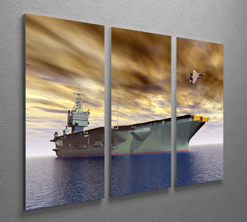 Aircraft Carrier and Fighter Plane 3 Split Panel Canvas Print - Canvas Art Rocks - 2