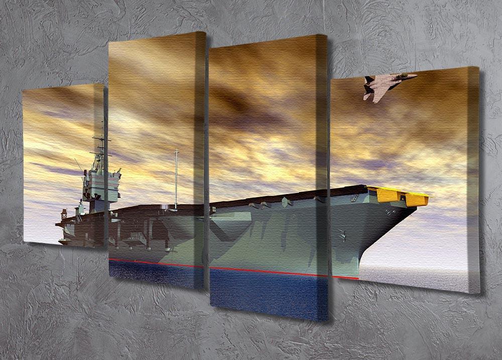 Aircraft Carrier and Fighter Plane 4 Split Panel Canvas  - Canvas Art Rocks - 2