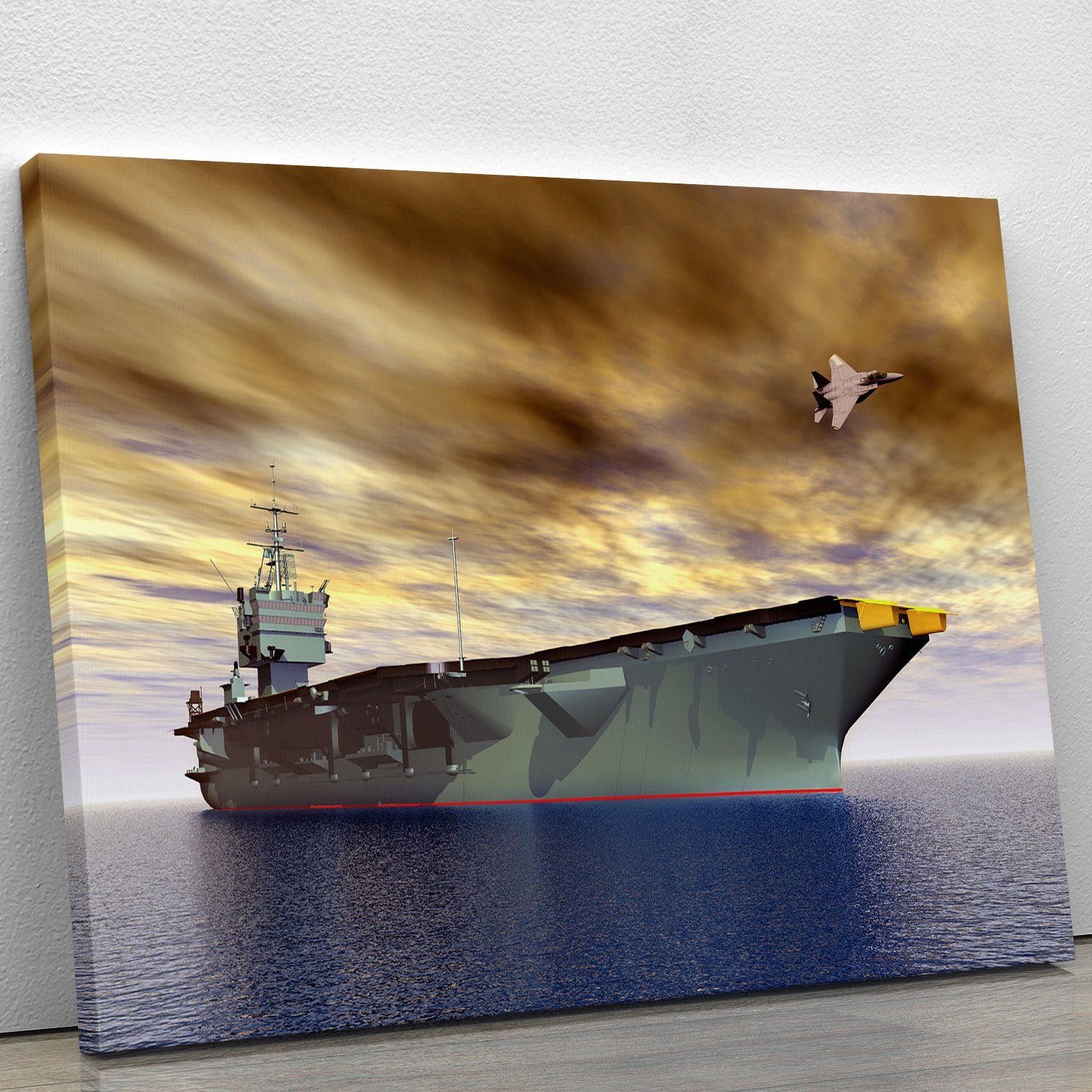 Aircraft Carrier and Fighter Plane Canvas Print or Poster