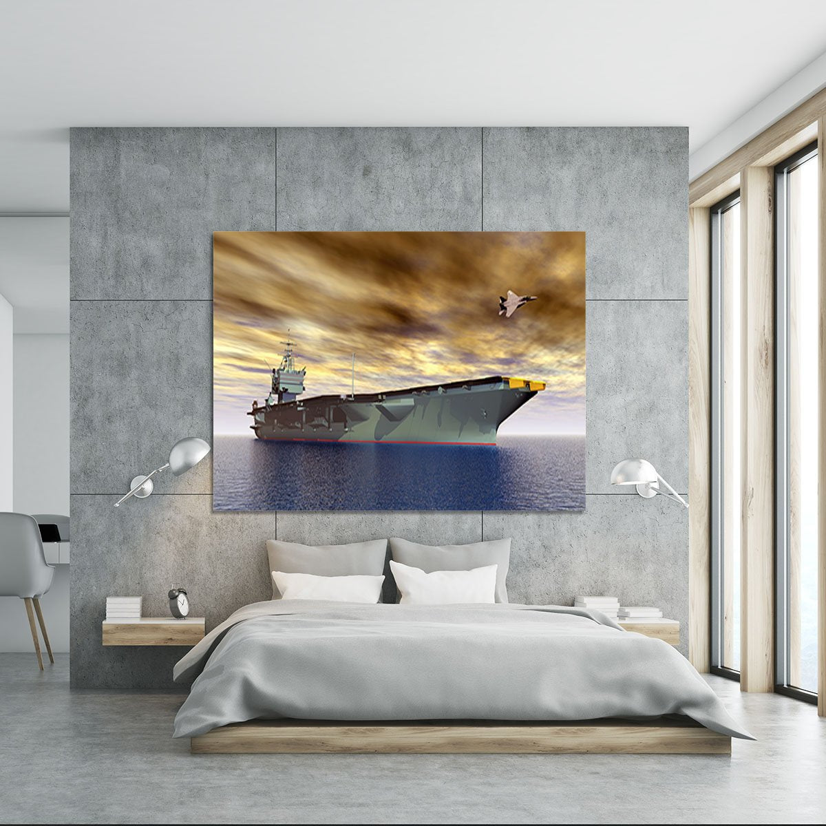 Aircraft Carrier and Fighter Plane Canvas Print or Poster