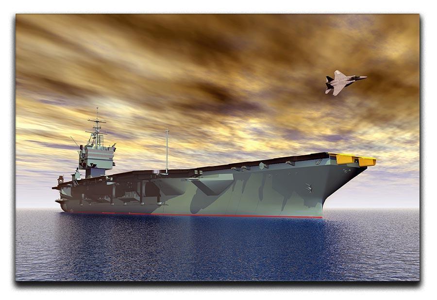 Aircraft Carrier and Fighter Plane Canvas Print or Poster  - Canvas Art Rocks - 1