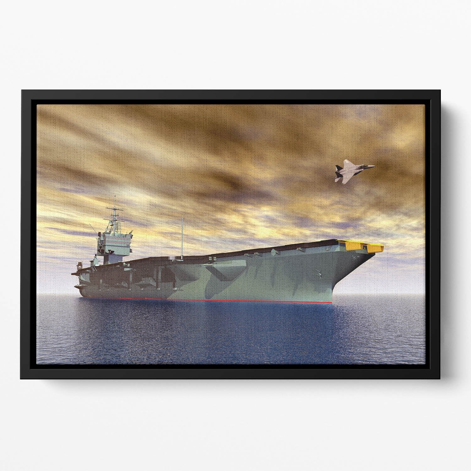 Aircraft Carrier and Fighter Plane Floating Framed Canvas