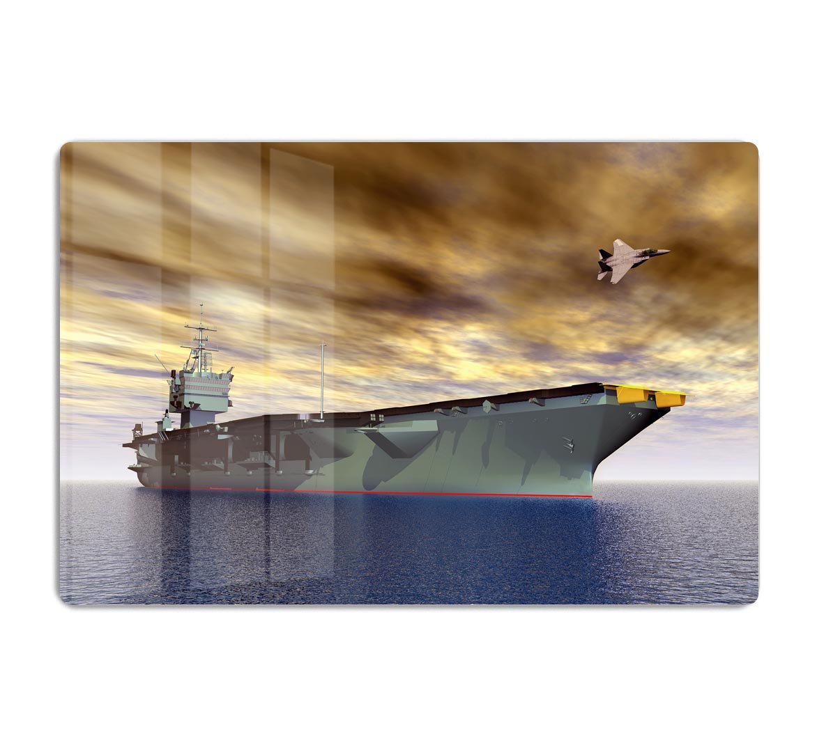 Aircraft Carrier and Fighter Plane HD Metal Print
