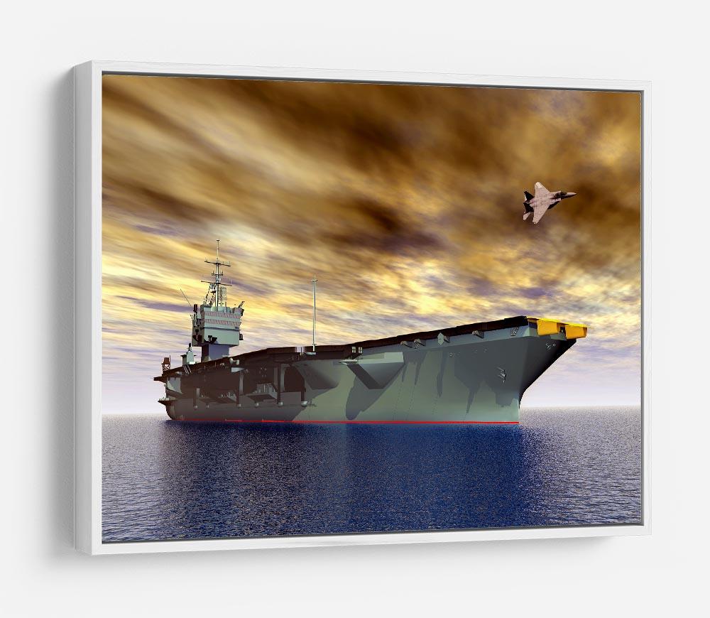 Aircraft Carrier and Fighter Plane HD Metal Print