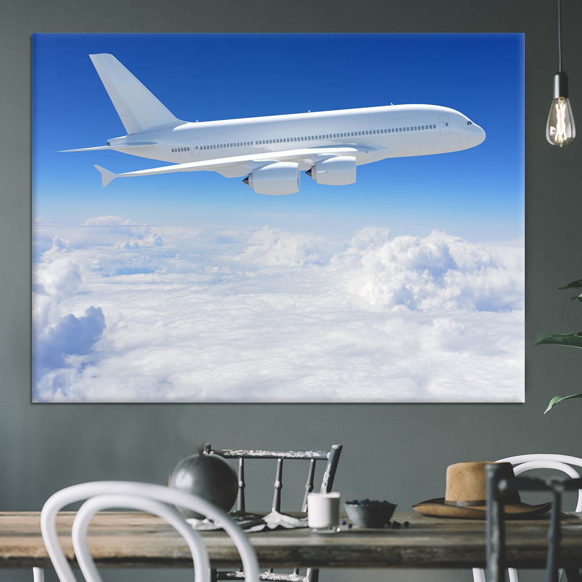 Airplane in the sky Canvas Print or Poster