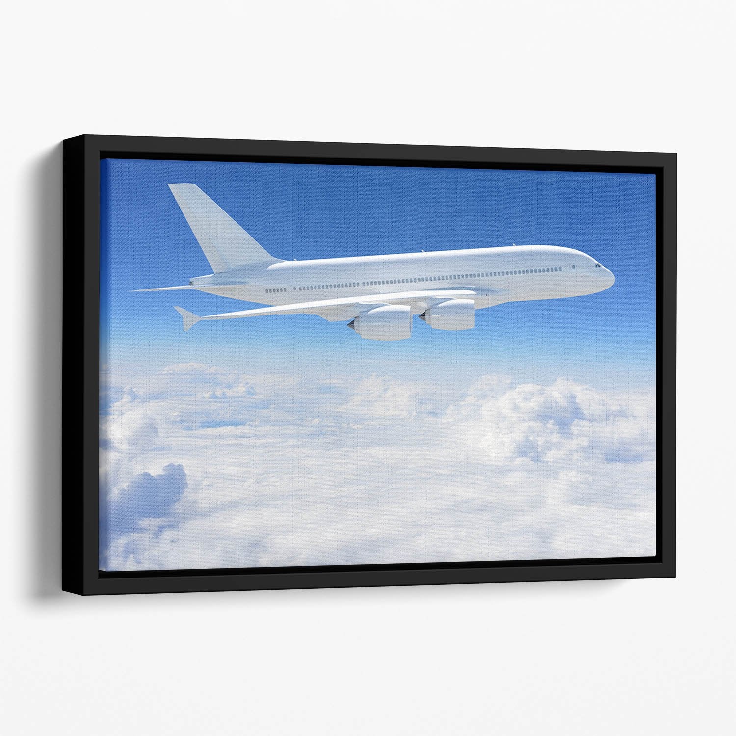 Airplane in the sky Floating Framed Canvas
