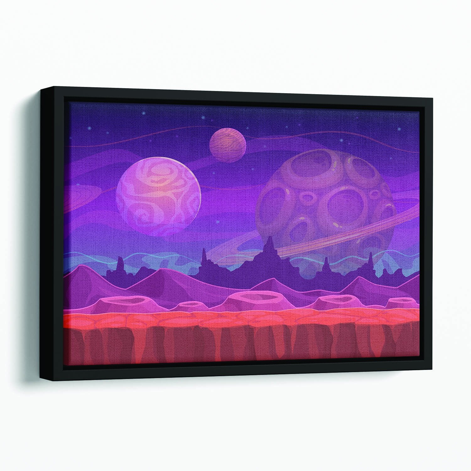 Alien fantastic landscape Floating Framed Canvas
