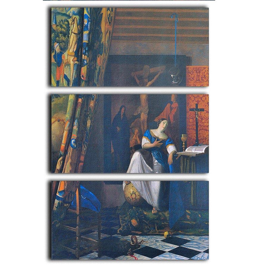 Allegory of Faith by Vermeer 3 Split Panel Canvas Print - Canvas Art Rocks - 1