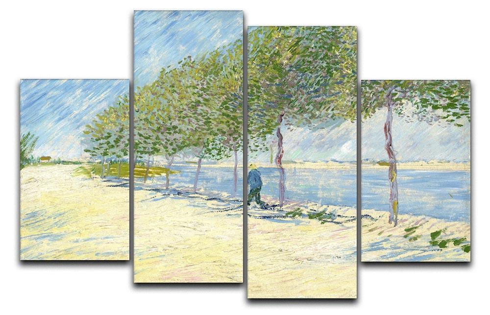 Along the Seine by Van Gogh 4 Split Panel Canvas  - Canvas Art Rocks - 1