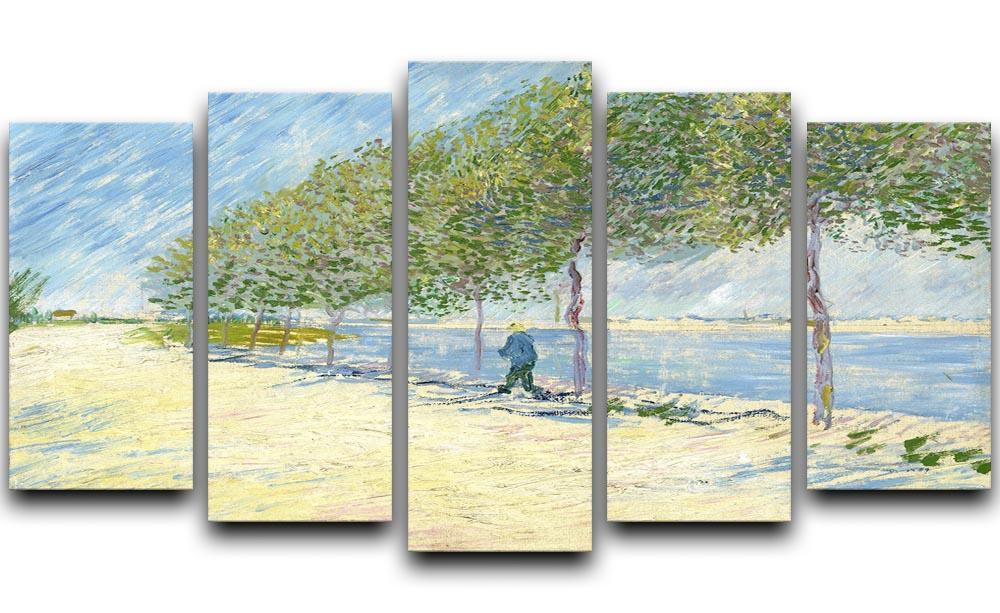 Along the Seine by Van Gogh 5 Split Panel Canvas  - Canvas Art Rocks - 1