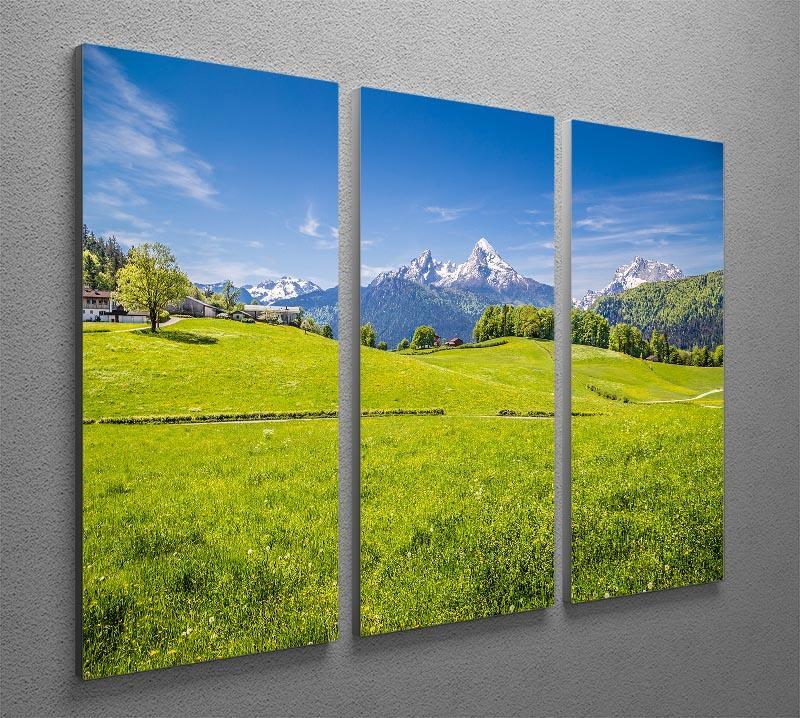 Alps with fresh green meadow 3 Split Panel Canvas Print - Canvas Art Rocks - 2