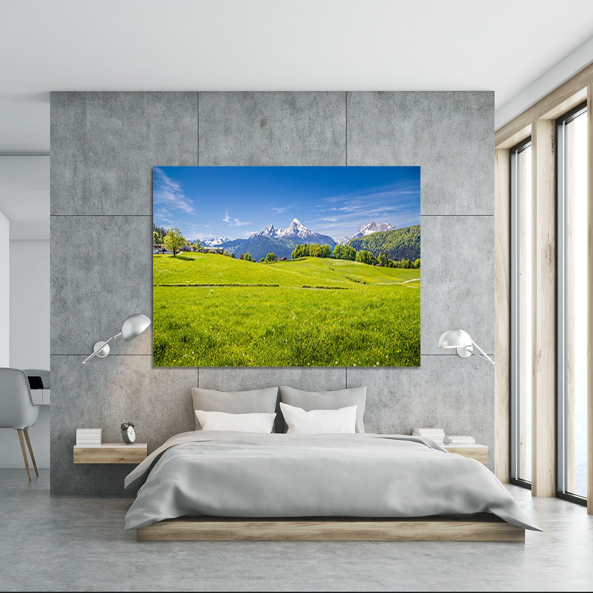 Alps with fresh green meadow Canvas Print or Poster