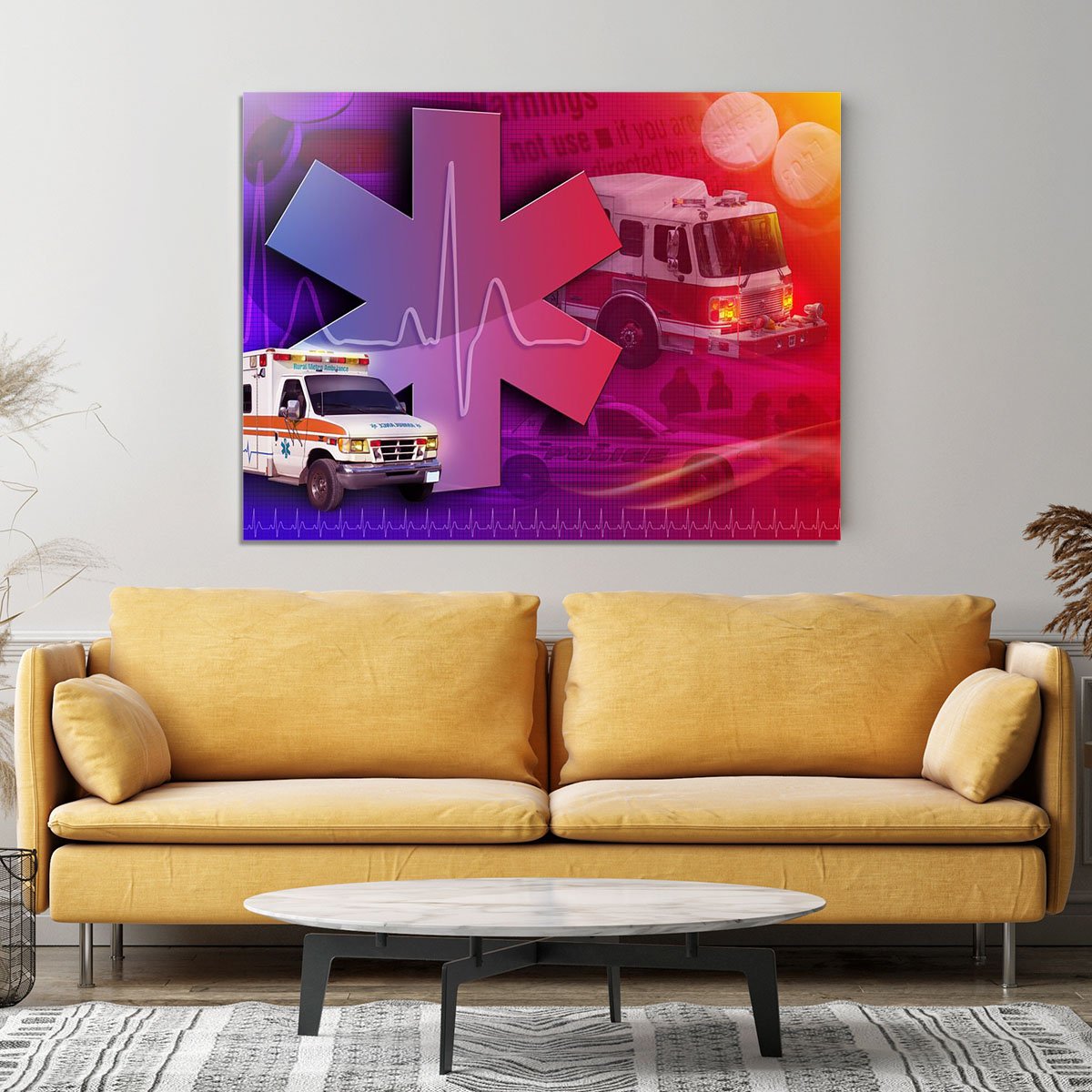 Ambulance Firetruck and Police car Canvas Print or Poster