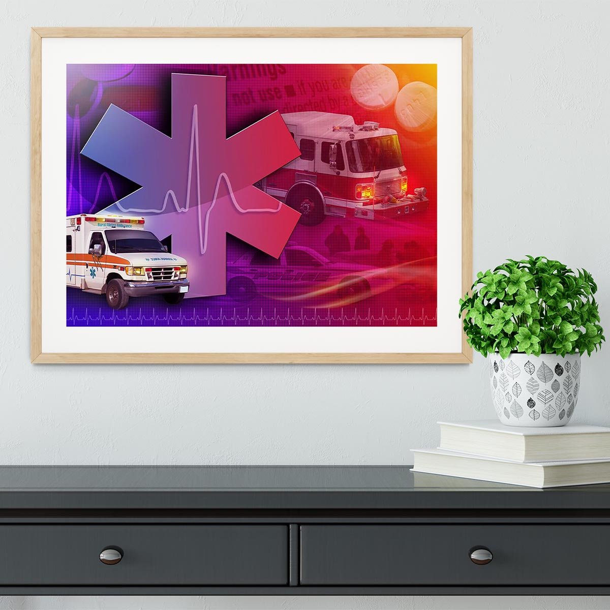 Ambulance Firetruck and Police car Framed Print - Canvas Art Rocks - 3