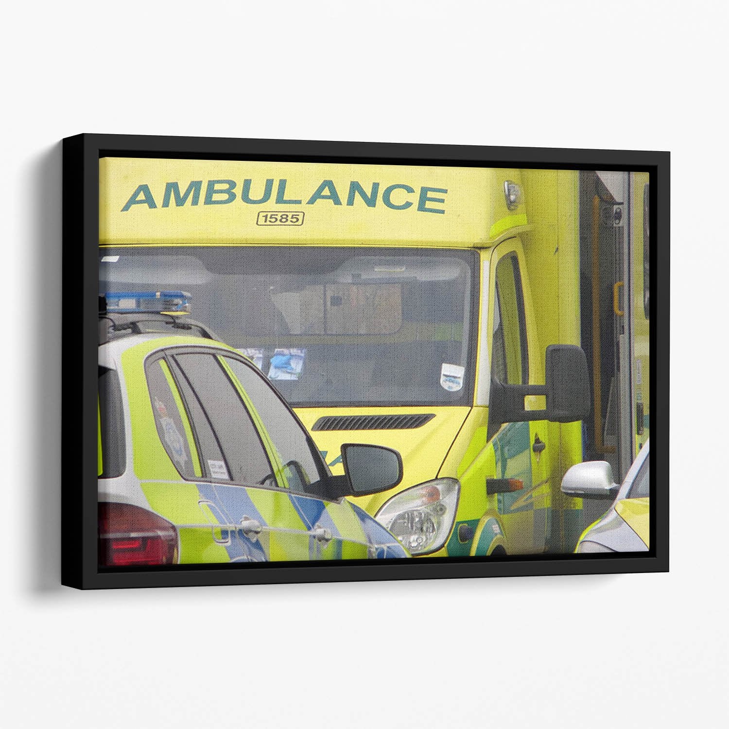 Ambulance and responder vehicles Floating Framed Canvas