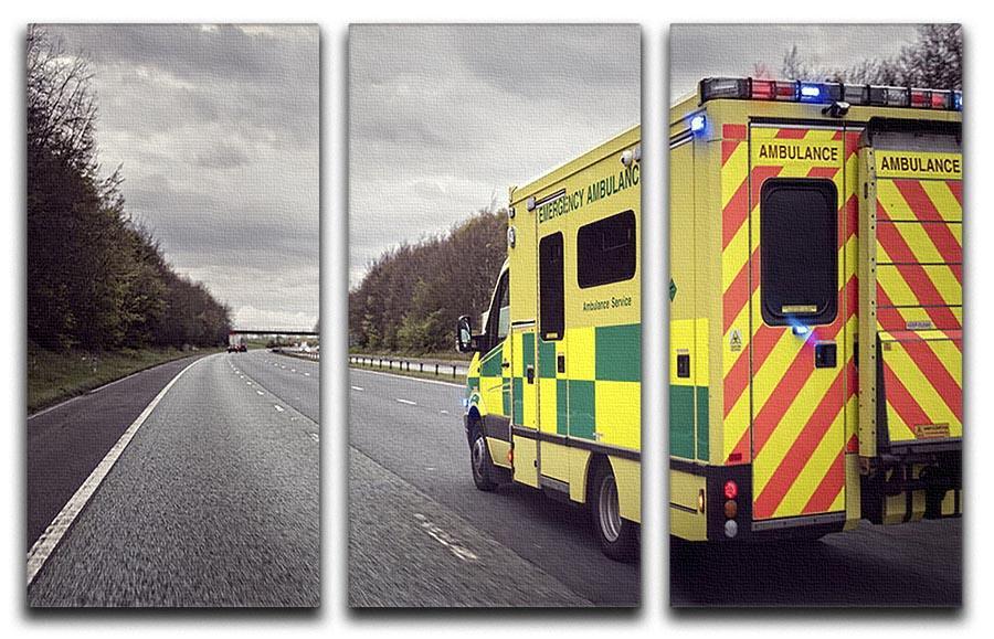 Ambulance responding to an emergency 3 Split Panel Canvas Print - Canvas Art Rocks - 1