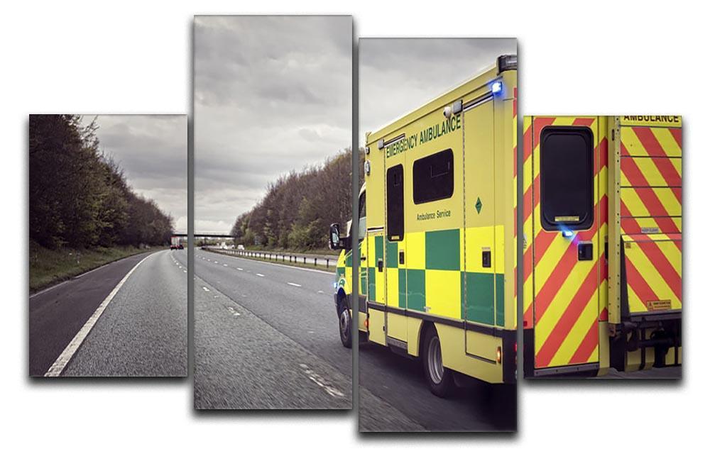 Ambulance responding to an emergency 4 Split Panel Canvas  - Canvas Art Rocks - 1