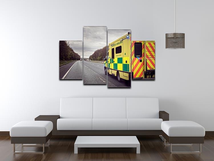 Ambulance responding to an emergency 4 Split Panel Canvas  - Canvas Art Rocks - 3