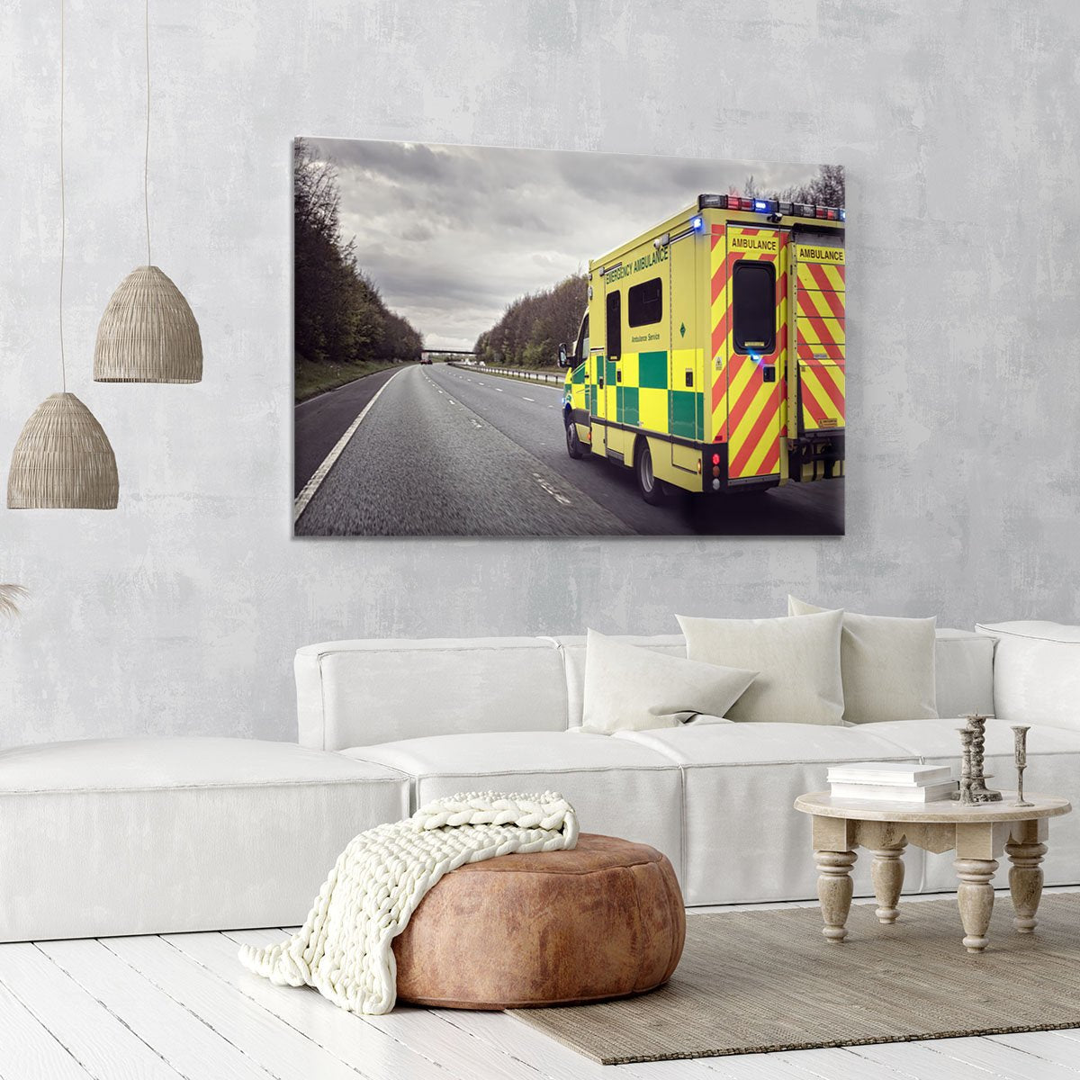 Ambulance responding to an emergency Canvas Print or Poster