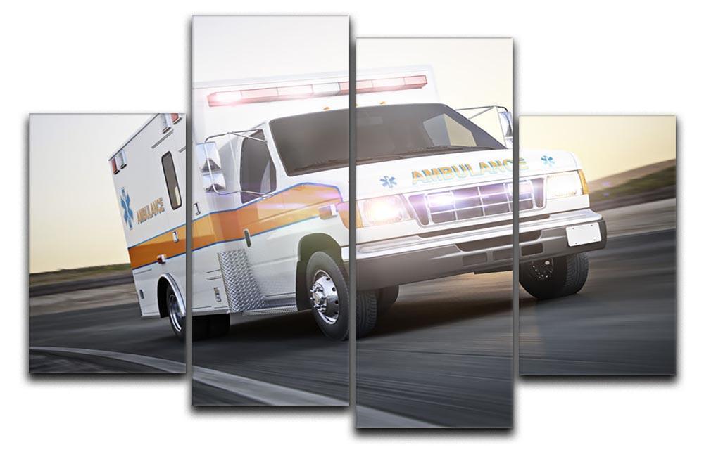 Ambulance running with lights and sirens 4 Split Panel Canvas  - Canvas Art Rocks - 1