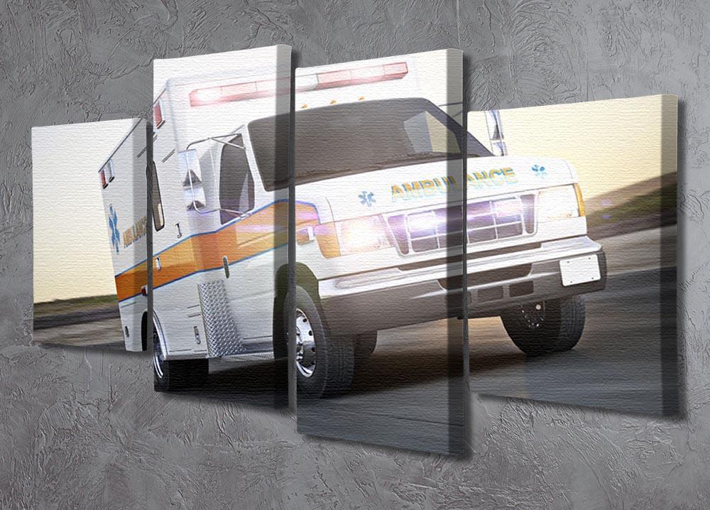 Ambulance running with lights and sirens 4 Split Panel Canvas  - Canvas Art Rocks - 2