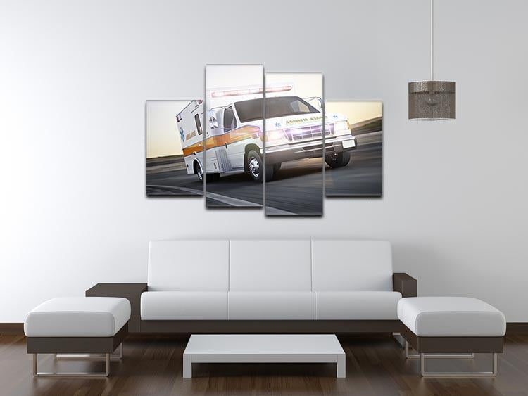 Ambulance running with lights and sirens 4 Split Panel Canvas  - Canvas Art Rocks - 3