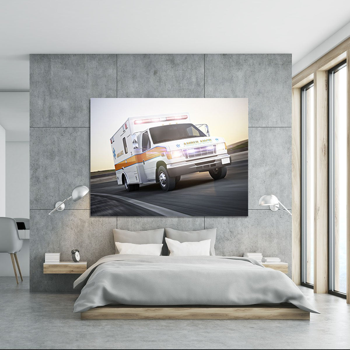 Ambulance running with lights and sirens Canvas Print or Poster