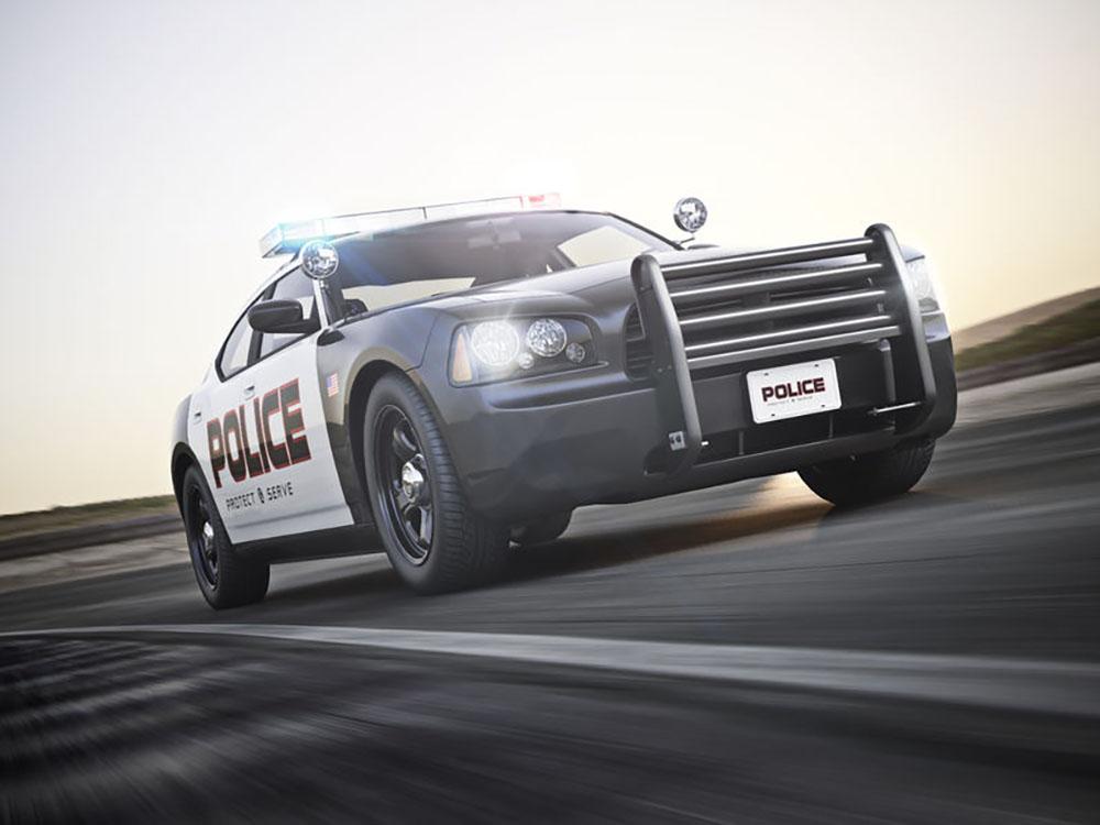 American Police Car Wall Mural Wallpaper - Canvas Art Rocks - 1