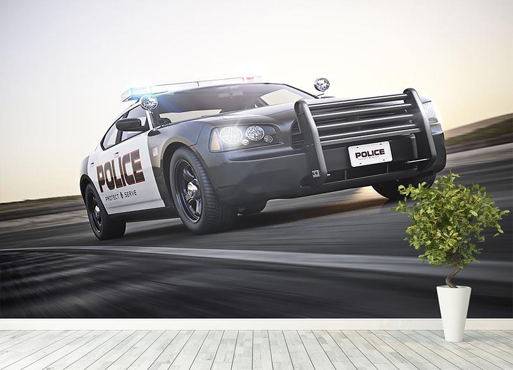 American Police Car Wall Mural Wallpaper - Canvas Art Rocks - 4